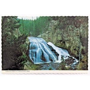 Yellowstone National Park, Wyoming WY Gibbons Falls Waterfall Nature Postcard